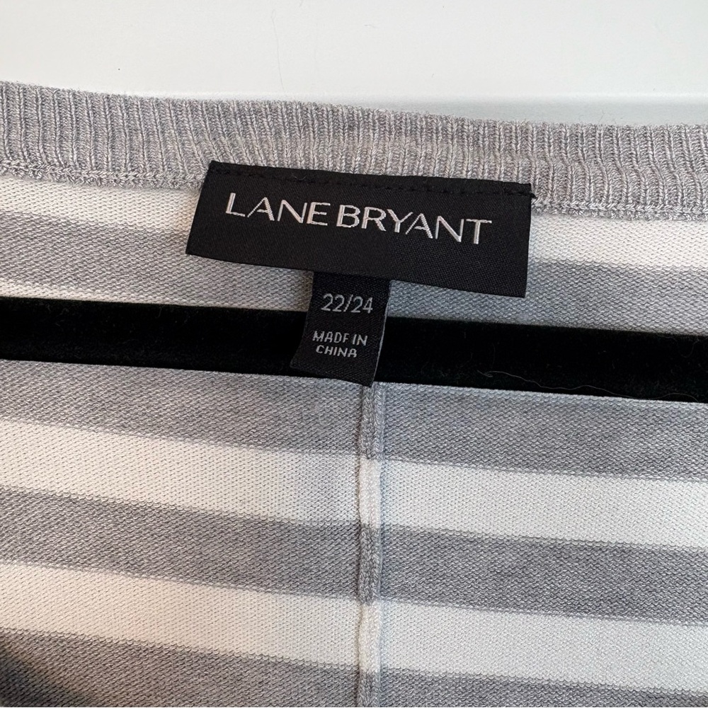 Lane Bryant Gray Striped Polka Dots Sweater - Picture 2 of 3